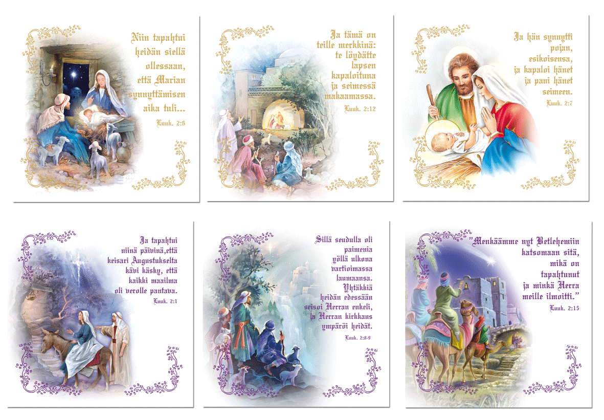 Hengelliset "Seimellä"-joulukortit kuvittain