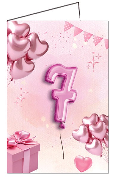 2-os. onnittelukortti 7v Tytt&ouml; - (nro.25 A 7 T )