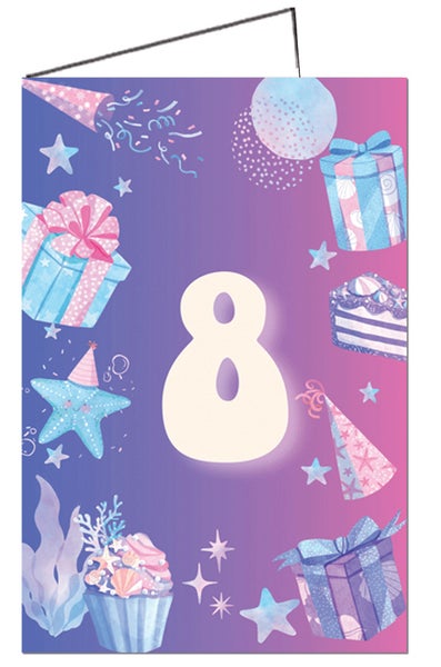 2-os. onnittelukortti 8v Tytt&ouml; - (nro.25 A 8 T )