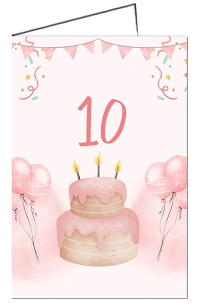 2-os. onnittelukortti 10 v tytt&ouml; - (nro.25 A 10 T)