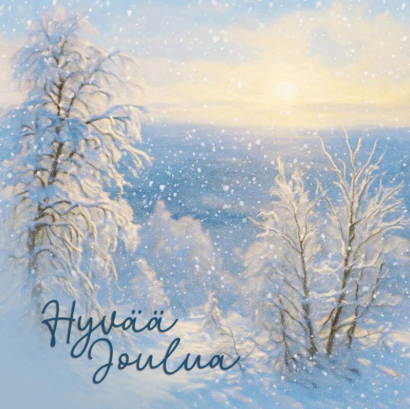 valokuvamaisema joulupostikortit, maisemakortit, suomalaiset joulukortit, sinisen hetken joulukortit, talvimaisema kortissa, joulukortit netistä
