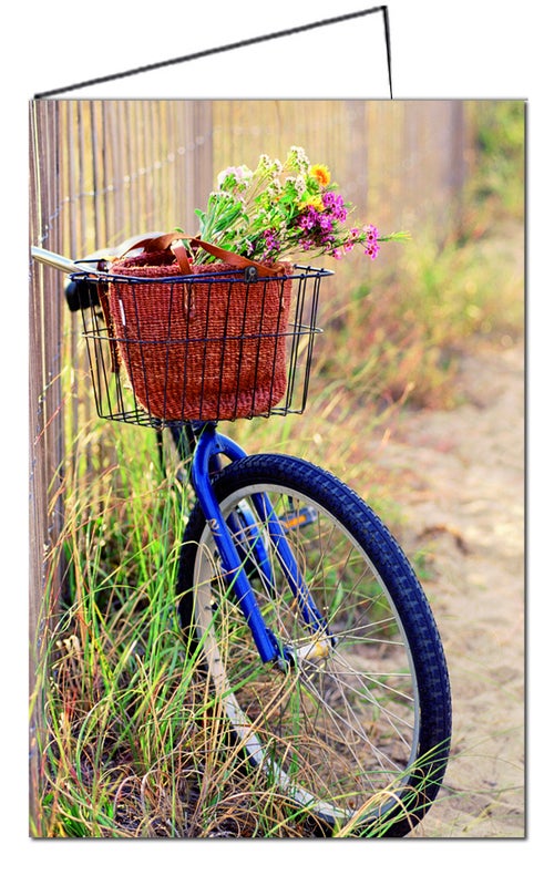 polkupy&ouml;r&auml; kukkakori tekstikortti ilman teksti&auml; 2-osainen