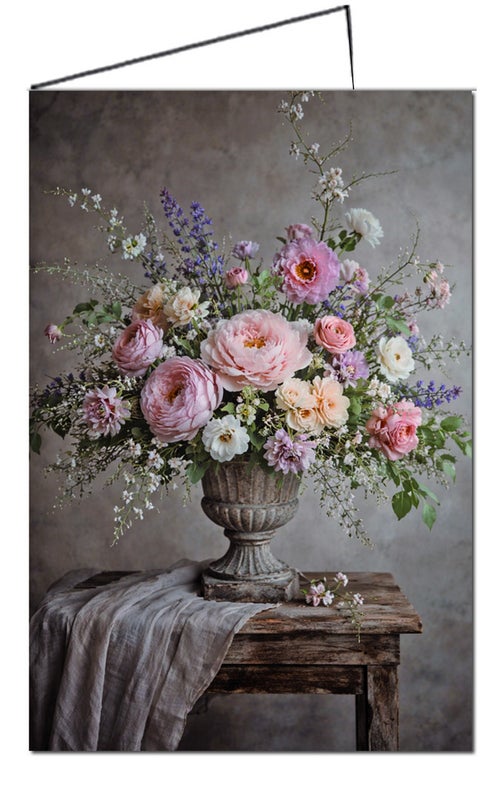 kukkakimppu kortti ilman teksti&auml; vintage tyylinen kukkakortti