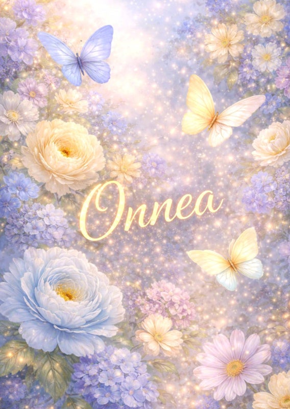 kukkainen Onnea onnittelukortti perhosilla