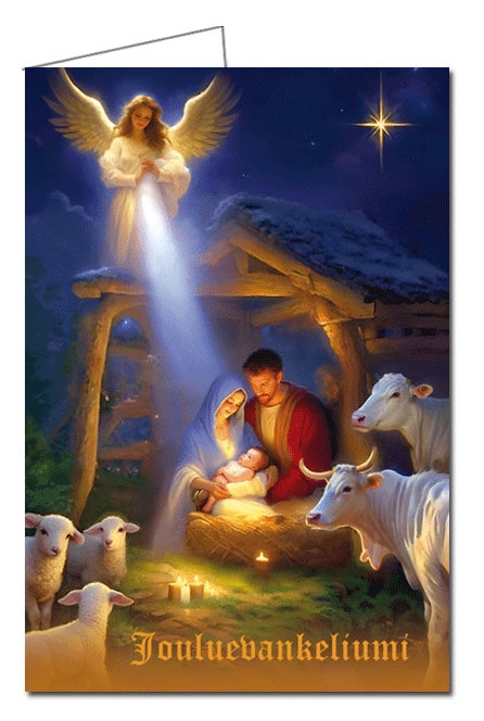 2-osaiset joulukortit, Jouluevankeliumi joulukortti, hengelliset joulukortit, perinteiset joulukortit, joulukortit kirjekuorella, joulukortit netist&auml;