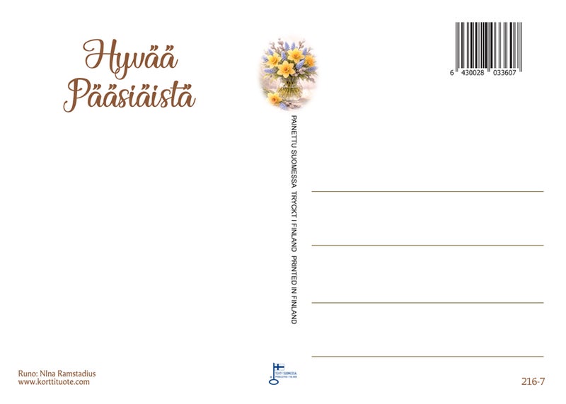 p&auml;&auml;si&auml;iskortit, p&auml;&auml;si&auml;ispostikortti, pupu kortti, tipu kortti, kev&auml;tkortti, kukkakortti, postikorttilajitelma, A6 postikortti, p&auml;&auml;si&auml;inen, p&auml;&auml;si&auml;istervehdys kortit netist&auml;, korttikauppa