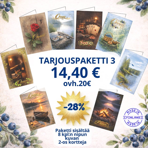 2-osainen onnittelukortti, 8 kpl:n lajitelma-paketti nro 3