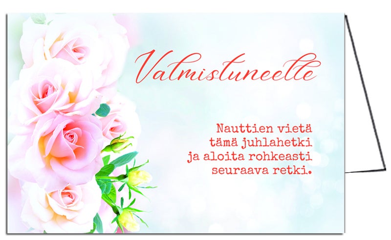 valmistujaiskortti, valmistujais kortti, onnittelukortti valmistujaisiin, kotimainen valmistujaiskortti, valmistujaiskortti verkosta, valmistujaisjuhla kortti, kortti valmistuneelle, taitettava valmistujaiskortti, suomalainen onnittelukortti