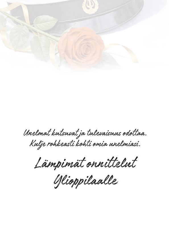 2-osainen ylioppilaskortti, ylioppilaskortti, taitettava ylioppilaskortti, kotimainen ylioppilaskortti, ylioppilaskortit verkkokaupasta, suomalainen onnittelukortti, valmistujaiskortti, ylioppilasjuhla kortti, painettu Suomessa
